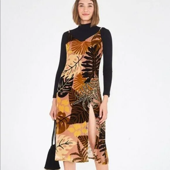 fall dress xl Organza Midi Dress Plus Size Brown main image 1